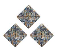 Nostalgic Marble Mosaic Car Air Freshener, 3 Pcs Rhombus Hanging Air Freshener Cards, Long Lasting Fragrance Scented Card for Car, Home, Office Black-style