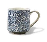 Nostalgic Mino Ware Ceramic Sometsuke Small Mug Cup - Japanese Crafted, Floral Pattern, Comfort Grip Handle, For Coffee and Green Tea or Soup, Matcha Tea, Gift Box Included (Kyokomon)