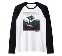 Nostalgic Mountain, Pixel Art LOFI, BITMAP Landscape Raglan Baseball Tee