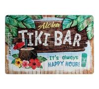 Nostalgic Open Tiki Bar Tin Sign Metal Tin Sign Wall Decor 8X12 Inch