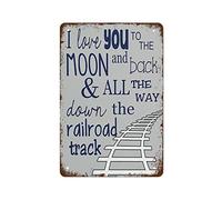 Nostalgic Plaque I Love You To The Moon And Back And All The Way Down Pet/Cat Lover Themes Flower Signs for Homeowners,Office,Garage,Football Fans M