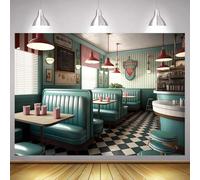 Nostalgic Style Retro Usa Diner 1950s Vintage Interior Classic Restaurant 50s Party Decoration Photography Background
