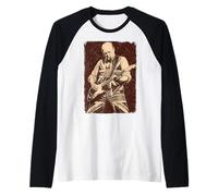 Nostalgic UK Flag Winston Churchill Playing Guitar Raglan Baseball Tee