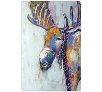 Nostalgic Vintage Metal Wall Décor 8 X 12 Inches Graffiti Street Art Stag Deer Moose Wall Decor Man Cave Home Pub Funny Metal Tin Sign Creativity Wall Decor for Home Bedroom Bathroom Cafe Kitchen Man