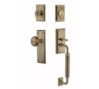 Nostalgic Warehouse 719434 New York C Grip Entry Set, Backset - 2.375", Antique Brass