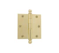 Nostalgic Warehouse 728348 3.5" Ball Tip Residential Hinge Corners Door, Polished Brass, 3.5" x 3.5"-Square