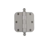 Nostalgic Warehouse 728355 3.5" Ball Tip Residential Hinge with 5/8" Radius Corners Door, Satin Nickel