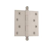 Nostalgic Warehouse 728361 4" Ball Tip Residential Hinge with Square Corners Door, Satin Nickel, 4 Inch