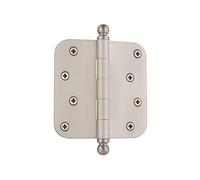 Nostalgic Warehouse 728367 4" Ball Tip Residential Hinge with 5/8" Radius Corners Door, Satin Nickel