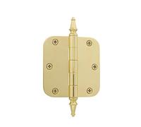 Nostalgic Warehouse 746073 3.5" Steeple Tip Residential Hinge with 5/8" Radius Corners Door, Polished Brass