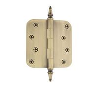 Nostalgic Warehouse 746083 4" Steeple Tip Residential Hinge with 5/8" Radius Corners Door, Antique Brass