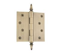 Nostalgic Warehouse 746090 4" Steeple Tip Residential Hinge with Square Corners Door, Antique Brass