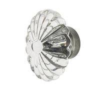 Nostalgic Warehouse 749994 Antique Pewter Oval Fluted Crystal Cabinet Knob 1-3/4"