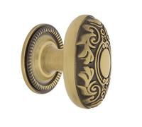 Nostalgic Warehouse 769577 Victorian 1 3/4" Cabinet Knob with Rope Rose in Antique Brass Hardware