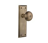 Nostalgic Warehouse New York Plate with New York Knob, Single Dummy, Antique Brass
