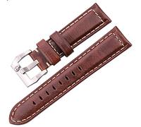 Nostalgie Watch Band Vintage Watchband Genuine Leather Strap Women Men Cowhide Watch Band Accessories 20mm 22mm 24mm Black Dark Brown Red Belt Replacement (Color : Dark Brown Silver)