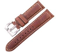 Nostalgie Watch Band Vintage Watchband Genuine Leather Strap Women Men Cowhide Watch Band Accessories 20mm 22mm 24mm Black Dark Brown Red Belt Replacement (Color : Brown Silver)