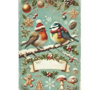 Nostalgisches Winter Notizbuch mit Vögeln, A5 liniert, Retro Design für Weihnachten und Winterzeit: Nostalgisches Wintertagebuch mit liebevoll ... ideal für Notizen, Gedanken & Geschenkideen