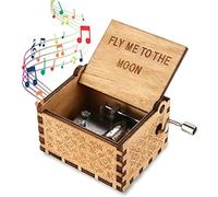Nostalgish - Fly Me to The Moon Music Box Hand Crank Wooden Musical Boxes Music Box - Unique Gift (Wood, Fly me to The Moon)