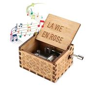 Nostalgish Music Boxes Hand Crank Wooden Musical Boxes Music Box - Unique Gift (Wood, La Vie En Rose)