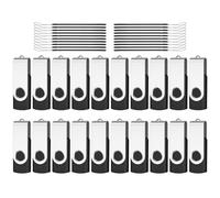 [ NOT 128GB ] AreTop 128MB USB Flash Drive 20 Pack, Premium USB 2.0 Swivel Memory Stick Thumb Drive Bulk Jump Drive Pack (20PCS 128MB, Black)