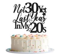 Not 30 Yet Last Year In My 20s Cake Topper, Happy 29th Birthday Cake Topper, Cheers to 29 Years, 29th Birthday Party Decorations, Black Glitter