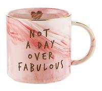 Not a Day Over Fabulous - Funny Birthday, Mothers Day Gifts Ideas for Women, Wife, Mom, Daughter, Sister, Aunt, Best Friends, BFF, Coworkers, Her - Pink Marble Mug, Ceramic Coffee Cup