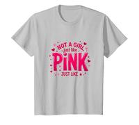 Not A Girl, Just Like Pink Empowering Statement for Boys T-Shirt, Kids, Silver, 12 Years