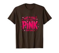 Not A Girl, Just Like Pink Empowering Statement for Boys T-Shirt, Men, Brown, S