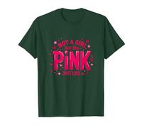 Not A Girl, Just Like Pink Empowering Statement for Boys T-Shirt, Men, Forest Green, S