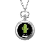 Not A Hugger Funny Cactus Men's Pocket & Fob Watches Silent Ticking Quartz Alloy Chain Watch for Daily Use Silver-Style