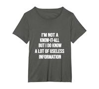 Not A Know It All Sarcastic Funny Quotes Designs Present T-Shirt, Women's Plus, Asphalt Grey, 6X
