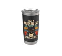 Not A Morning Cat Coffee First Funny Caffeine Cat Humor Stainless Steel Insulated Tumbler