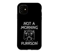 Not A Morning Purrson Sleepy Cat Coffee Humor Case for iPhone 11