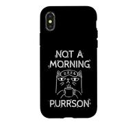 Not A Morning Purrson Sleepy Cat Coffee Humor Case for iPhone X/XS