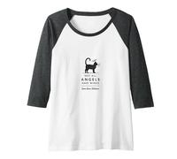 Not All Angels Have Wings Some Have Whiskers Cat Lover Raglan Baseball Tee, Women, Dark Heather/White, XL