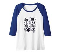 Not All Girls are Sugar & Spice Witchy Empowerment Raglan Baseball Tee, Women, Royal Blue/White, S