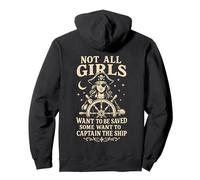 Not All Girls Want to Be Saved Pirate Captain Design Pullover Hoodie