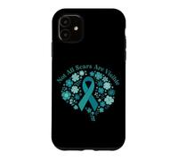 Not All Scars Are Visible Teal Ribbon Floral Brain PTSD Case for iPhone 11