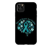 Not All Scars Are Visible Teal Ribbon Floral Brain PTSD Case for iPhone 11 Pro Max