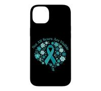 Not All Scars Are Visible Teal Ribbon Floral Brain PTSD Case for iPhone 14 Plus