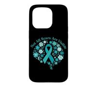 Not All Scars Are Visible Teal Ribbon Floral Brain PTSD Case for iPhone 15 Pro