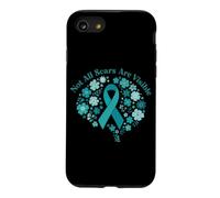 Not All Scars Are Visible Teal Ribbon Floral Brain PTSD Case for iPhone SE (2020) / 7/8