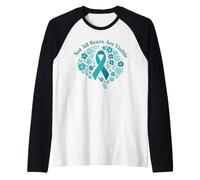 Not All Scars are Visible Teal Ribbon Floral Brain PTSD Raglan Baseball Tee