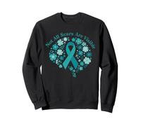 Not All Scars Are Visible Teal Ribbon Floral Brain PTSD Sweatshirt