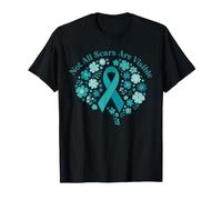 Not All Scars are Visible Teal Ribbon Floral Brain PTSD T-Shirt