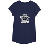 Not All Superheroes Wear Capes Some Have Whiskers Cat T-Shirt, Girls, Navy, XS
