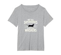 Not All Superheroes Wear Capes Some Have Whiskers Cat T-Shirt, Women's Plus, Heather Grey, 2X