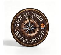 Not All Those Who Wander are Lost Compass Camping Patch Hook and Loop Cool Tactical Morale Embroidered Badge 3 Inch Hiking Adventure for Backpack Jacket Vest Hat Molle Helmets Gym Outdoor Travel Gift