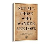 Not All Those Who Wander Are Lost Tolkein Quote - Canvas Floater Frame Print Picture Art - Light Oak Frame 16 inch wide x 24 inch high